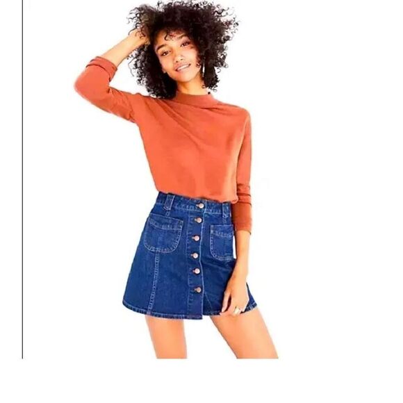 Madewell Patch Pockets Button Front Denim Mini Skirt Size S - Picture 1 of 6